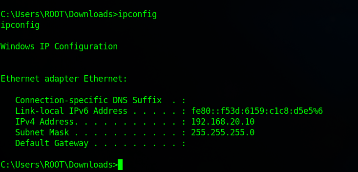 IPCONFIG Command Execution